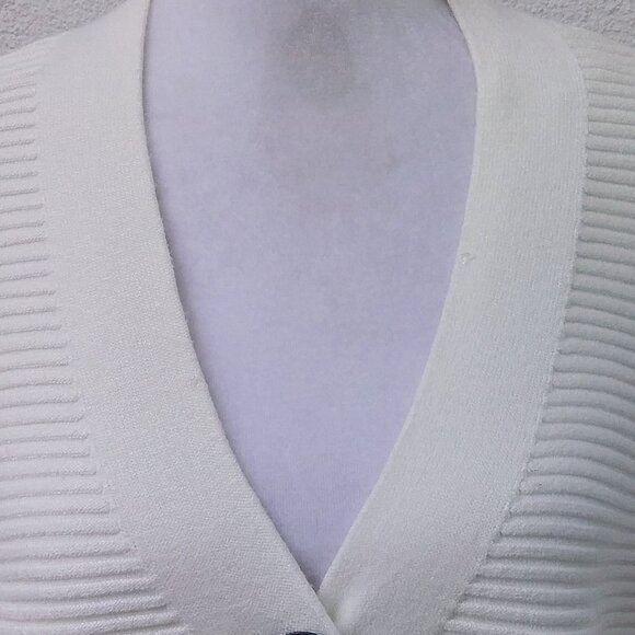 Zara Sweater Cardigan Med Bulky Cream with (4) Black Buttons Minimalist Preppy - Picture 5 of 6